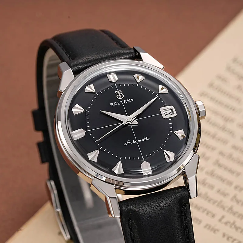 Baltany S4106 Constellation Homage Male Watch Crosshair Layout Date 36mm Pie-Pan Dial Luxury Retro Automatic Dress Watches