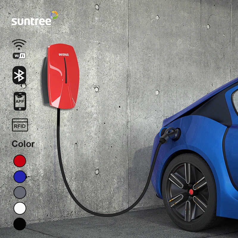 Maßgeschneiderte APP Blue Tooth WIFI 5M Kabel Typ 2 Dynamische Last Balance Smart Evse Elektroauto Ladestation 22 kW Ev Ladegerät