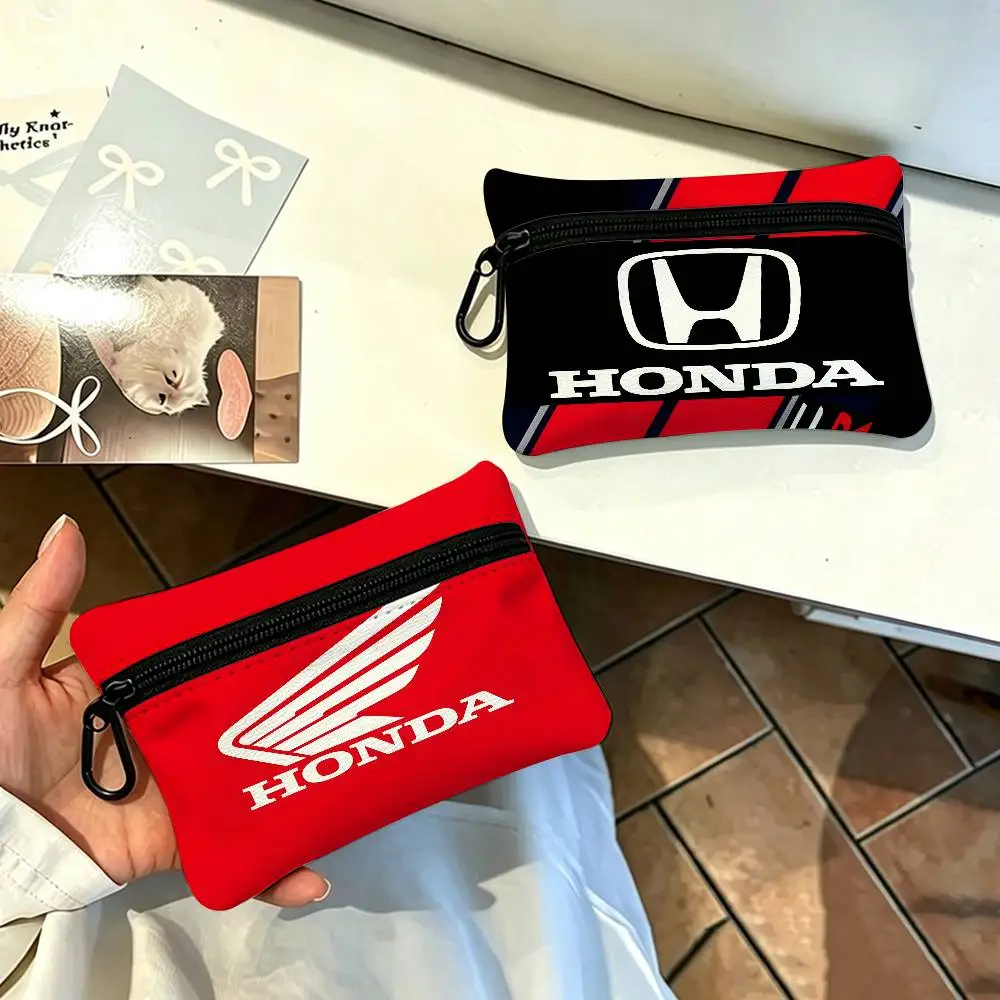 H-HRC H-HONDA Motorcycle Logo Mini Hanging Oxford Cloth Coin Bag Durable Zipper Key Card Pouch With Carabiner view 4