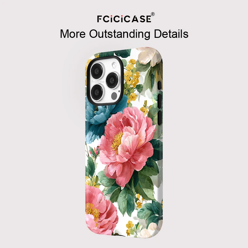 Fcicicase Shockproof Phone Case For iPhone 17 Air 16 15 Plus 14 13 12 11 Pro Max Matte Magnetic For Magsafe Flower Print Cover