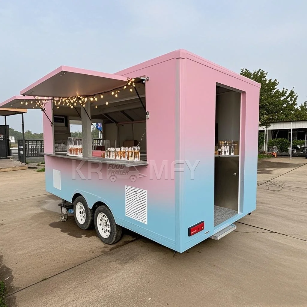Customized America Mobile Fast Trailer Popular Street Food Cooking Kitchen Container Truck