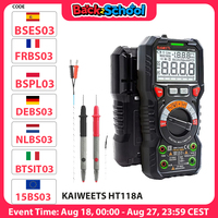 KAIWEETS HT118A Digital Multimeter Ture RMS Auto Range Multimetro 1000V 10A AC DC Ohm Hz NCV Live Voltage Temperature Meter