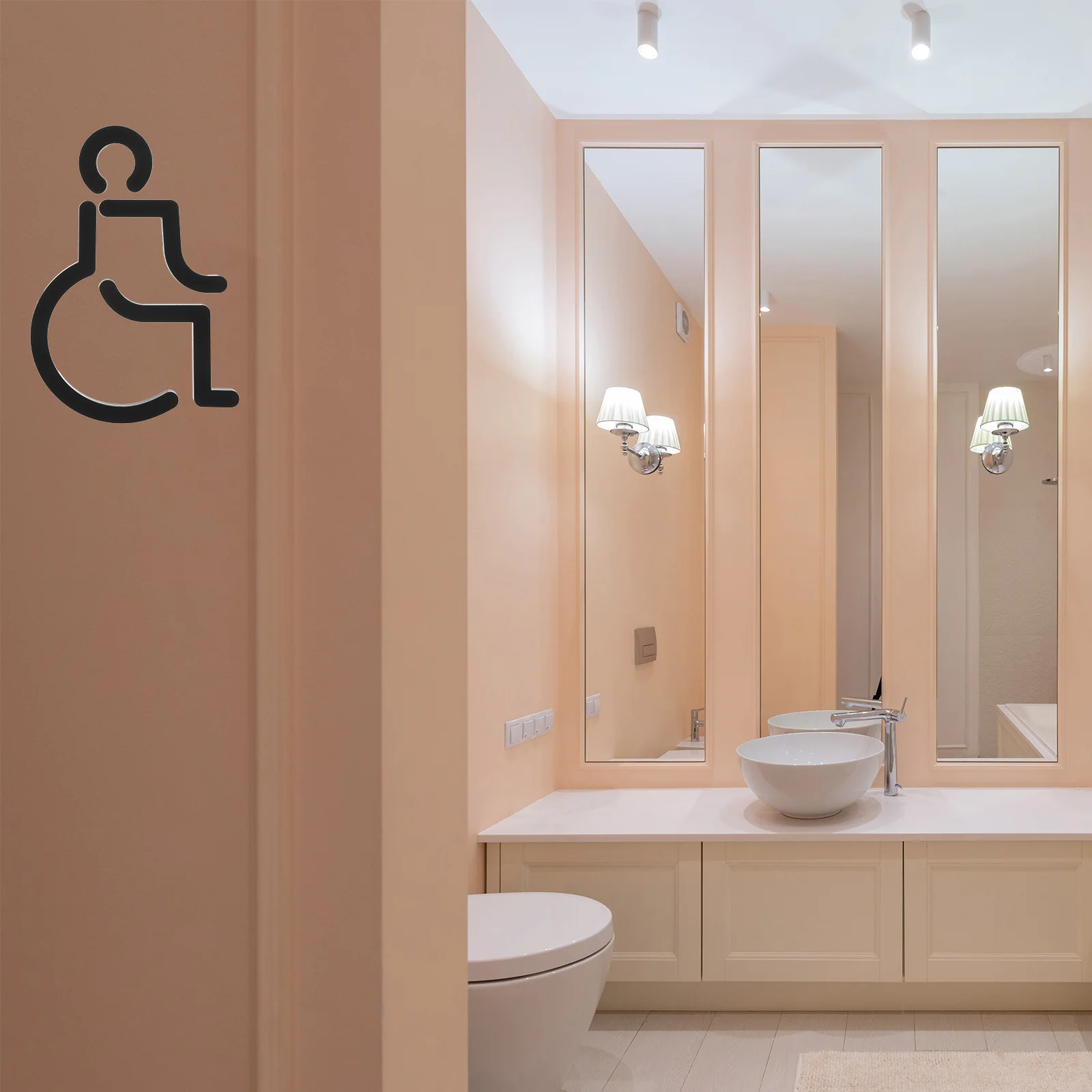 Clear Direction Schild für Behinderte, Rollstuhl, stabiler Metallaufkleber für öffentliche Toiletten, Aufzug, Toilette, Behinderte, Symbol für Behinderte