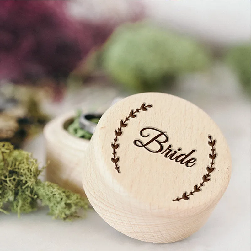 

Bride and Groom Ring Box for Wedding Ceremony Wedding Ring Holder Small Engraved for Engagement/Proposal