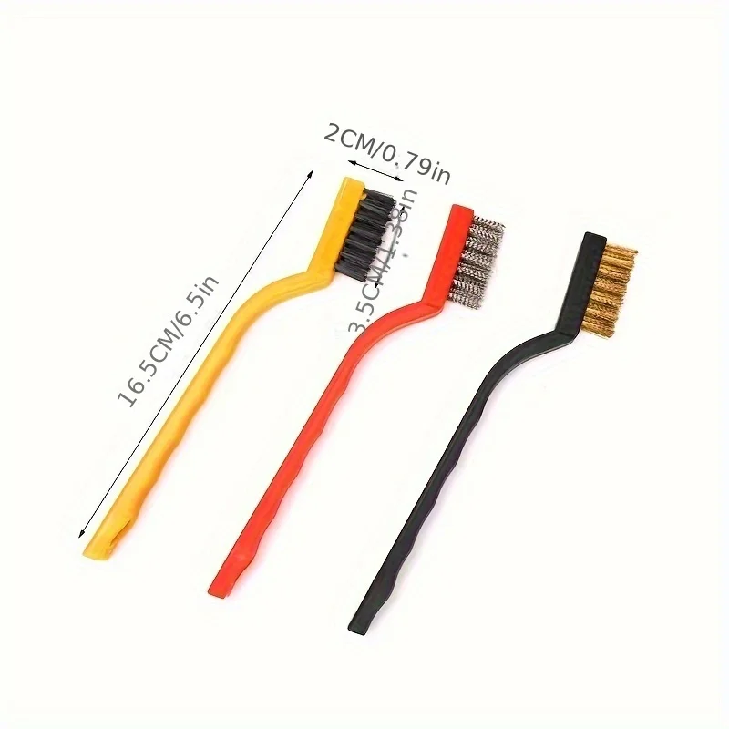 7 Inches Stainless Steel Brass Brush Polishing Rust Remover Metal Wire Burring Cleaning Tool Family 3-Piece Set