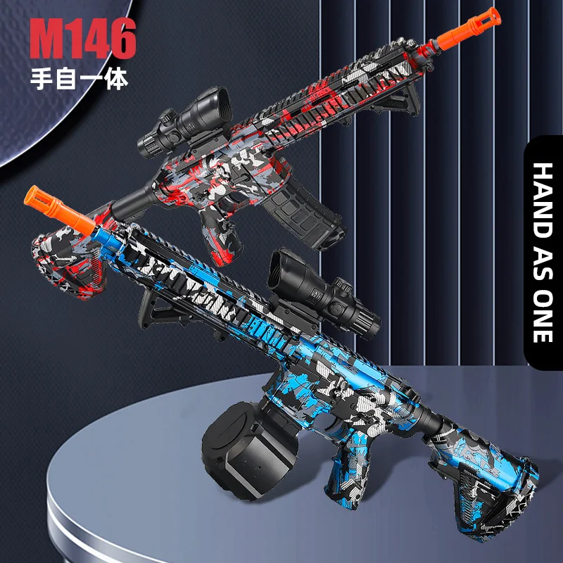 Toy Gun 7.4V High-speed Burst M416 Gel Ball With Orange Plug And Double Magazine For Outdoor Interactive Parent-child Games. Sam