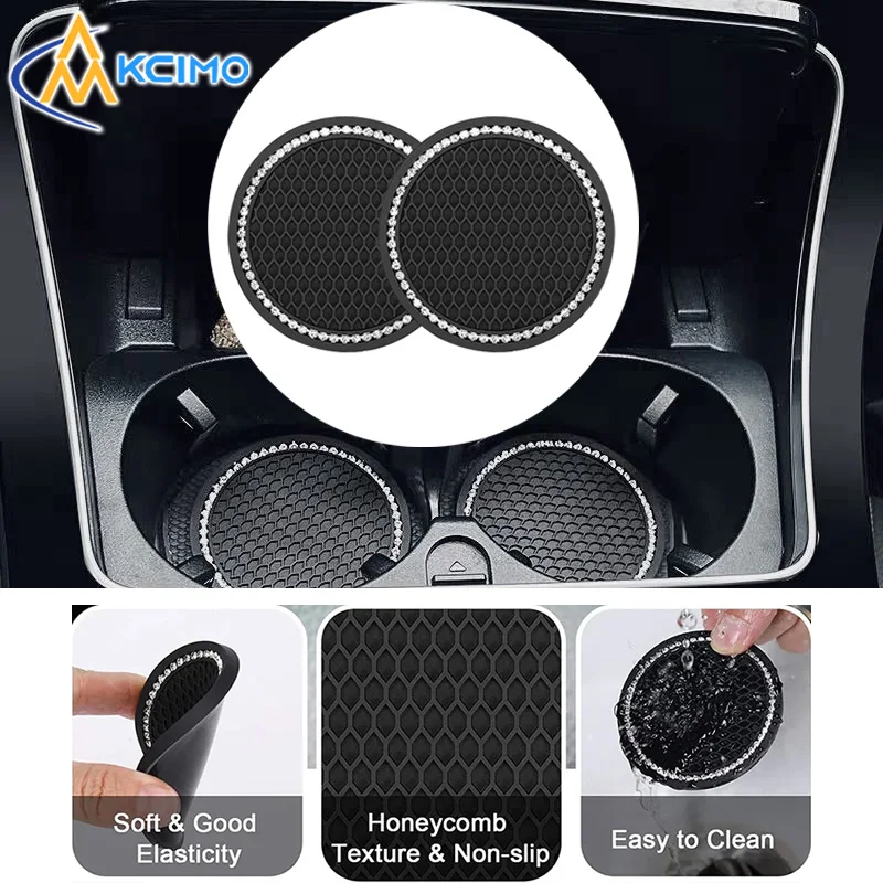Anti-Slip Car Cup Coaster Mat Sparkling Diamond Cup Holder Pad Auto Interior Protection Accessories Drink Holder Insert