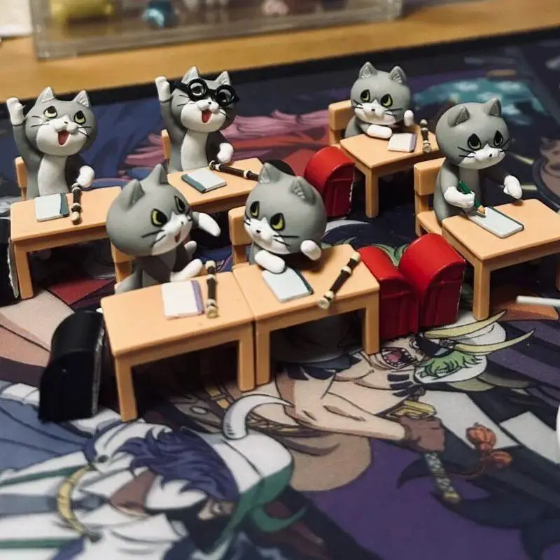 

TOYS CABIN Work Cat Elementary School Class Scene Figurines Gashapon Blind Box Desktop Decor For Cat Lovers Office Ornaments