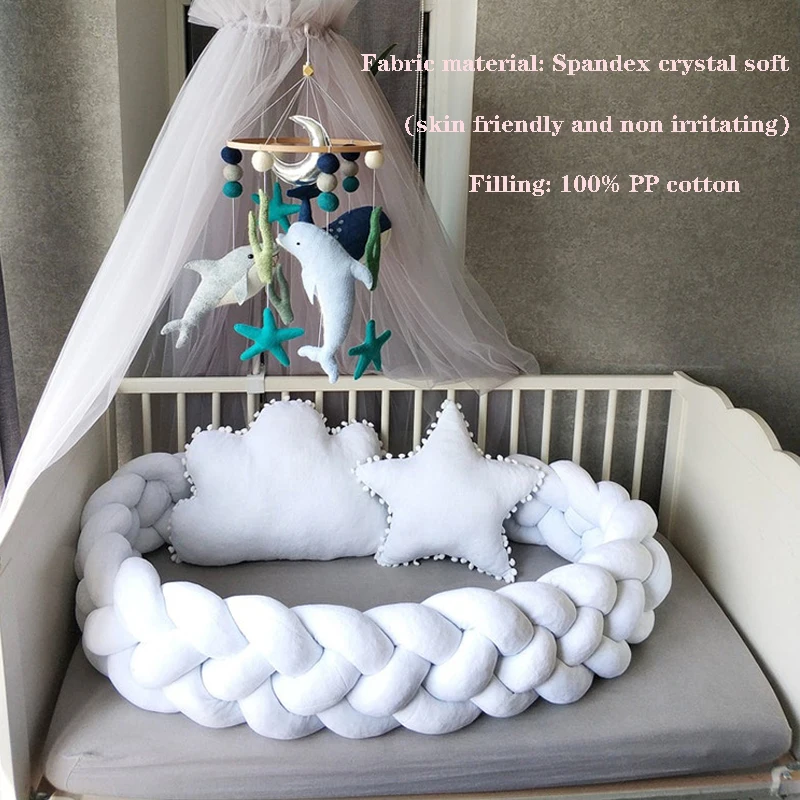 Widen Baby Bumper Bed Braid Knot Pillow Cushion Bumper for Infant Crib Protector Cot Bumper Room Decor Crib Bedding Set