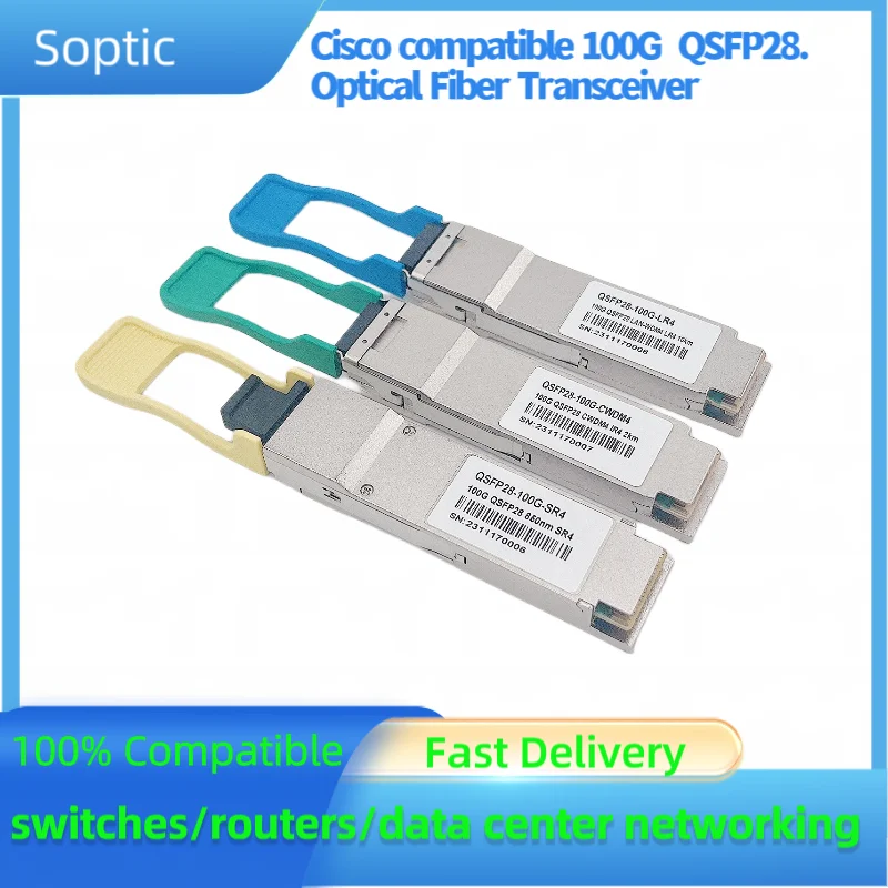 SFP 100G Module Compatible 100GBASE-SR4 QSFP28 850nm 100m OM4 DOM MPO-12 Parallel MMF Optical Transceiver Module, 4x 25G-SR