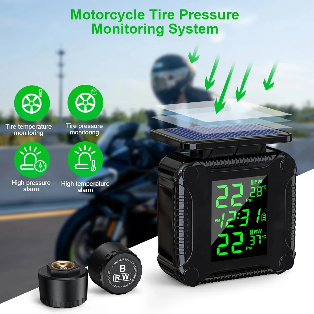 Solar Lade TPMS Motorrad Reifendruck Sensoren Motorrad Reifendruck Überwachung System Reifen Temperatur Alarm System – Detail 17