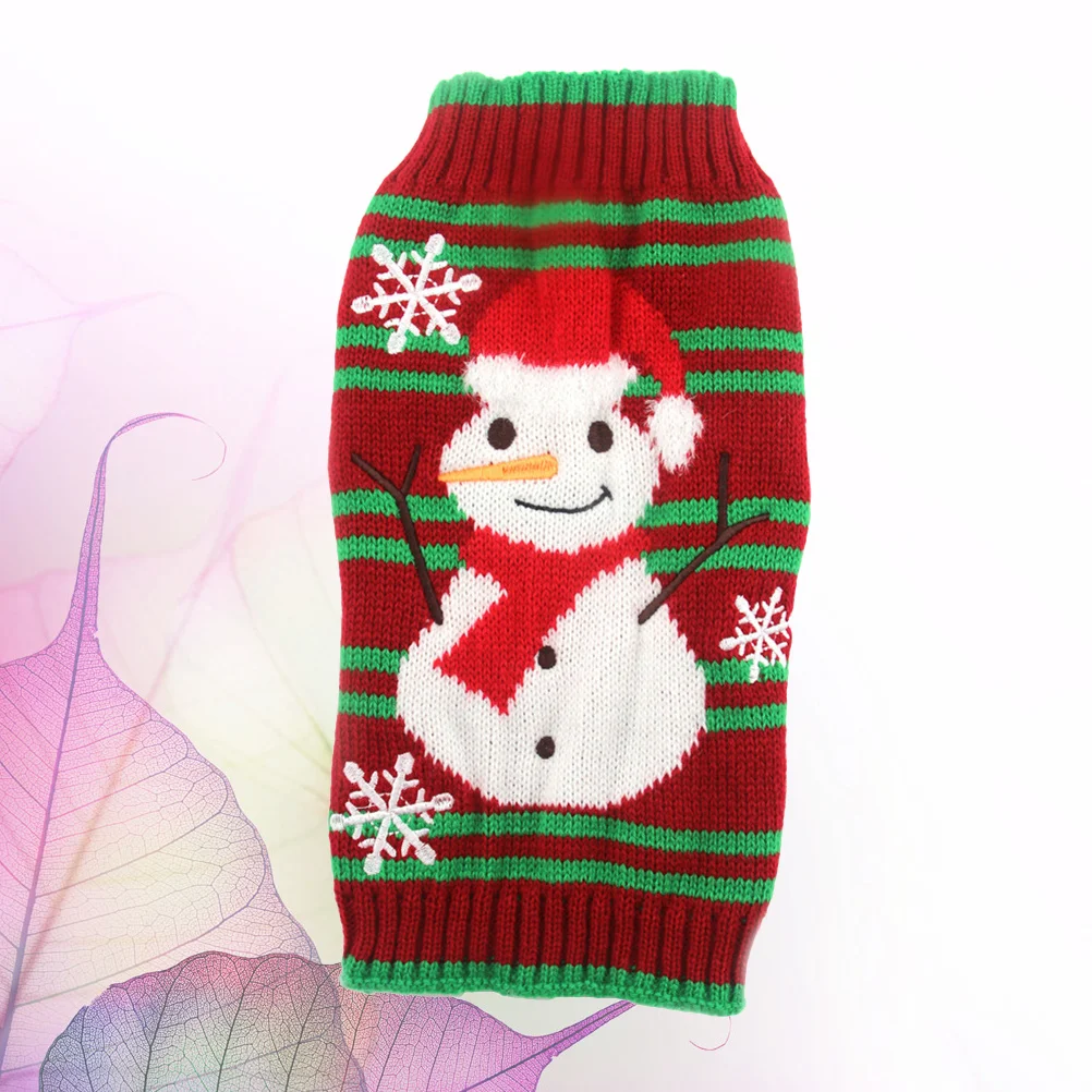 

1pc Pet Dog Sweater Snowman Pattern Christmas Themed Warm Puppy Costume For Autumn Winter Outdoor Walking Pet New Year Costume