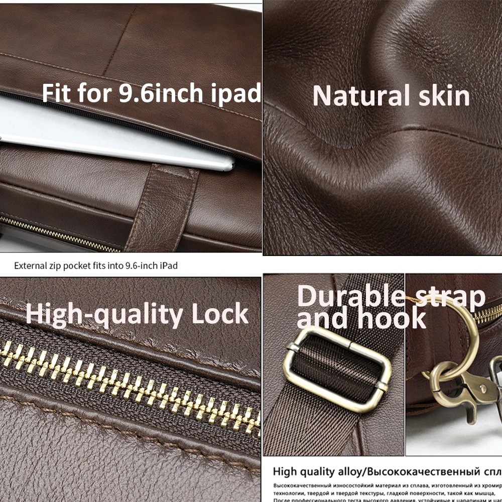 Imagem -06 - Bolsa Masculina de Couro Genuíno dos Homens Maleta para o Portátil 14 Mensageiro Bolsa de Couro Masculino Carteira de Negócios para o Documento a4 7022