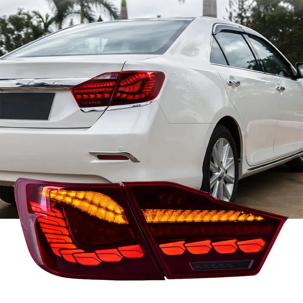 

For Toyota 7 Generation Camry LED Tail Light Assembly 2012 2013 2014 Models Modified Dragon Scale Flow Light Turn LED Taillight