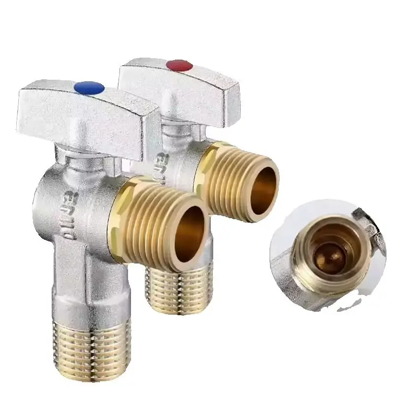 

Home Brass hot and cold water inlet ball valve G1/2" bathroom kitchen sink stop valve toilet connection water pressure regulator