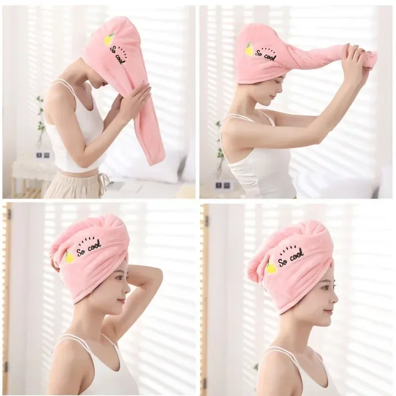 Women Soft Microfiber Towels Shower Cap Towel Bath Hats for Women Dry Hair Cap Quick Drying Soft for Lady Turban Head Girl Towel