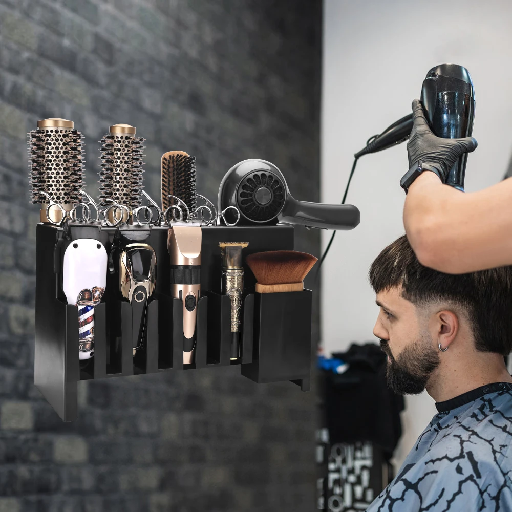 プロの壁掛けバリカン & コーム大容量オーガナイザー: 安全な保管、理髪店用の簡単にアクセスできるツールホルダー理髪店の保管ツール