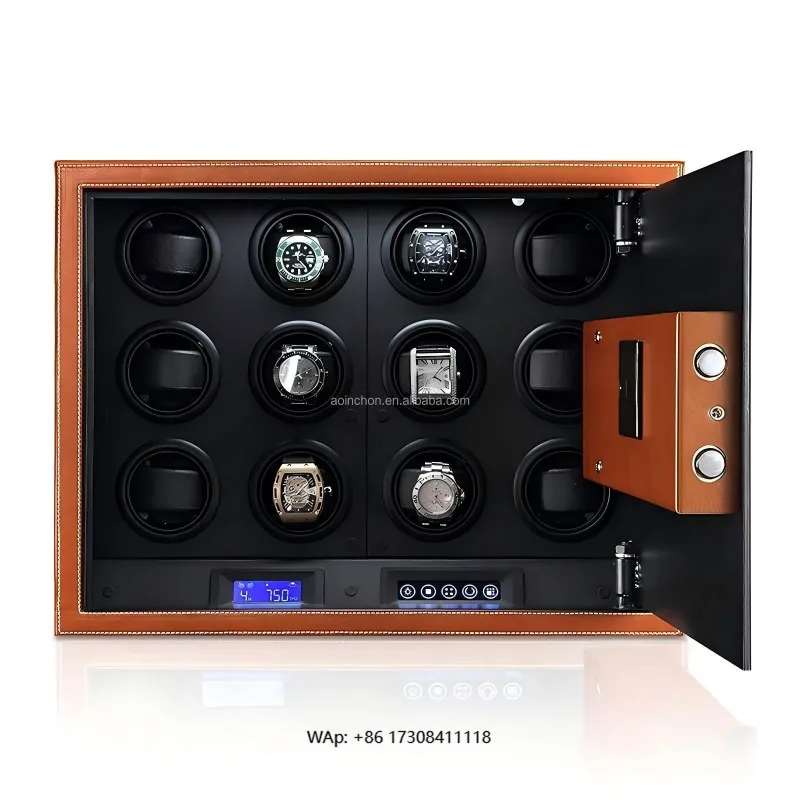 High Quality Watch Winder Safe Box with Microfiber Leather Touch Screen LCD Light Automatic Winding Model WDS-LT-SPU