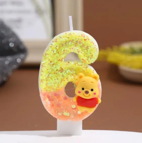 Anime 0-9 Zahl Kerze Nette Winnie the Pooh Kerze Cartoon Charakter Kinder Party Kuchen Plug-in Geburtstag Kuchen Dekoration geschenke – Detail 9