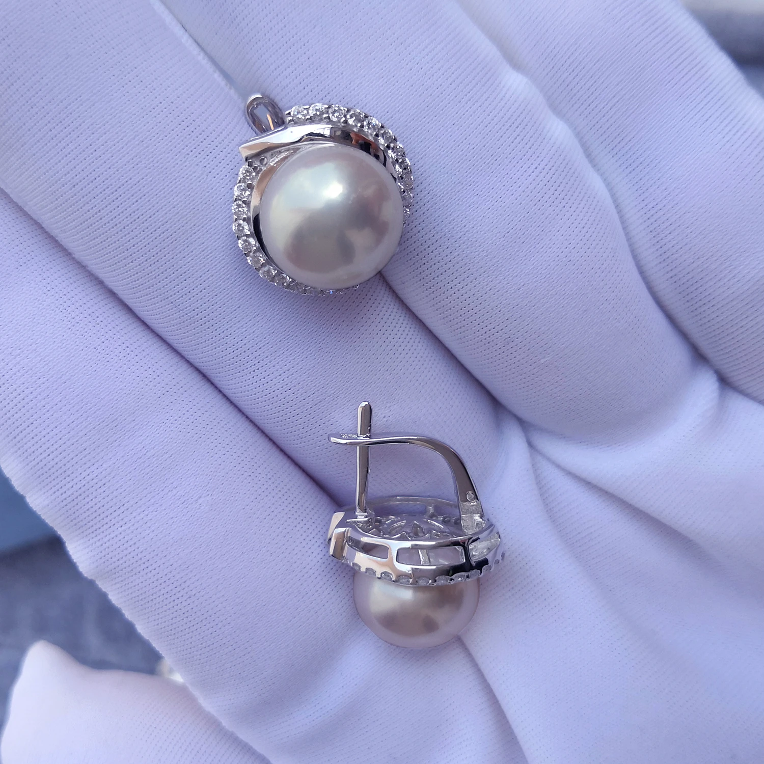 Sinya Guaranty 925 Sterling Silver Jewelry Natural Pearls English Castle Lock Finding Earring for Women Mother