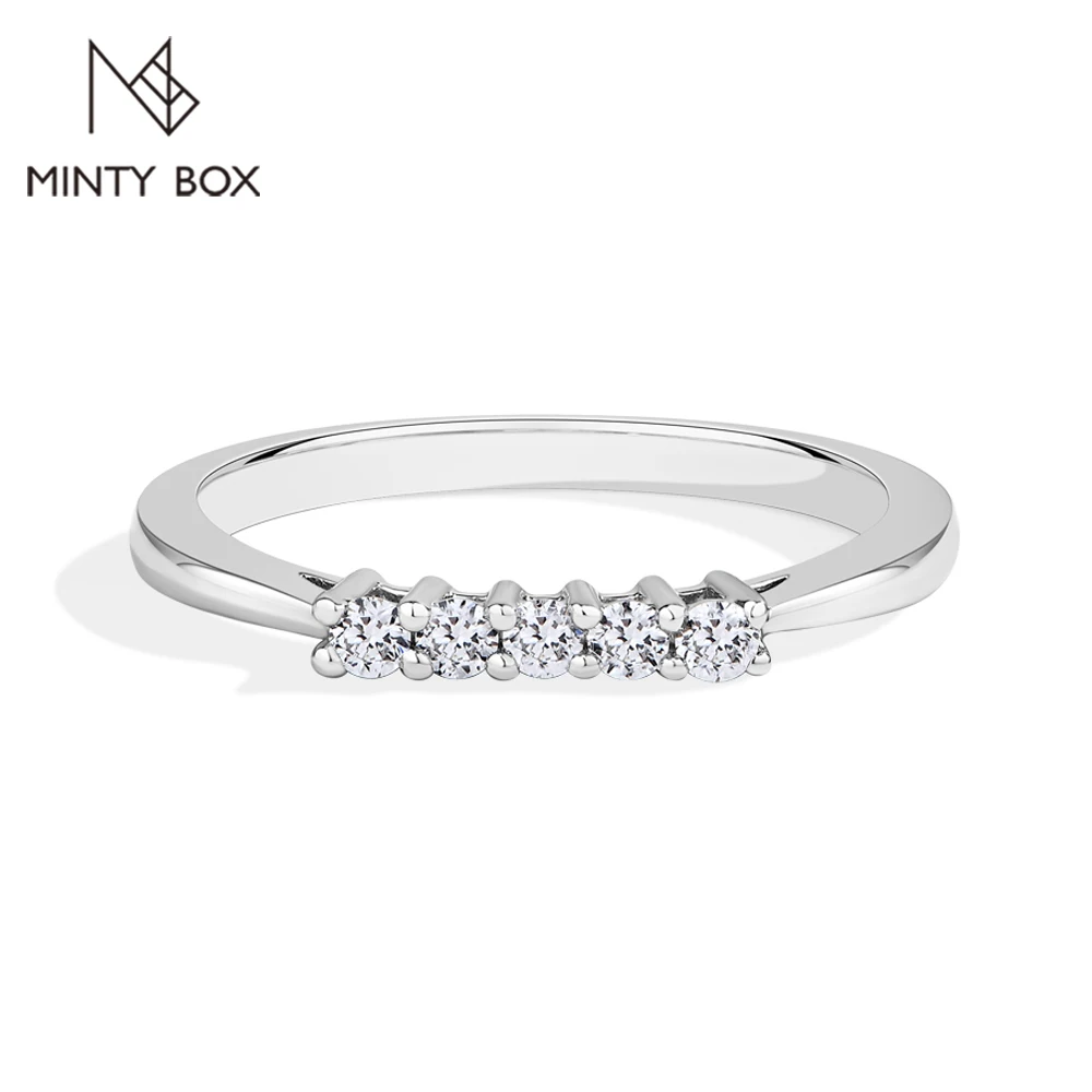 

MINTYBOX S925 Sterling Silver Moissanite Wdeding Band Rings for Women 2.0mm Lab Diamond Stackble Ring 18K Gold Plated Fine Jewel