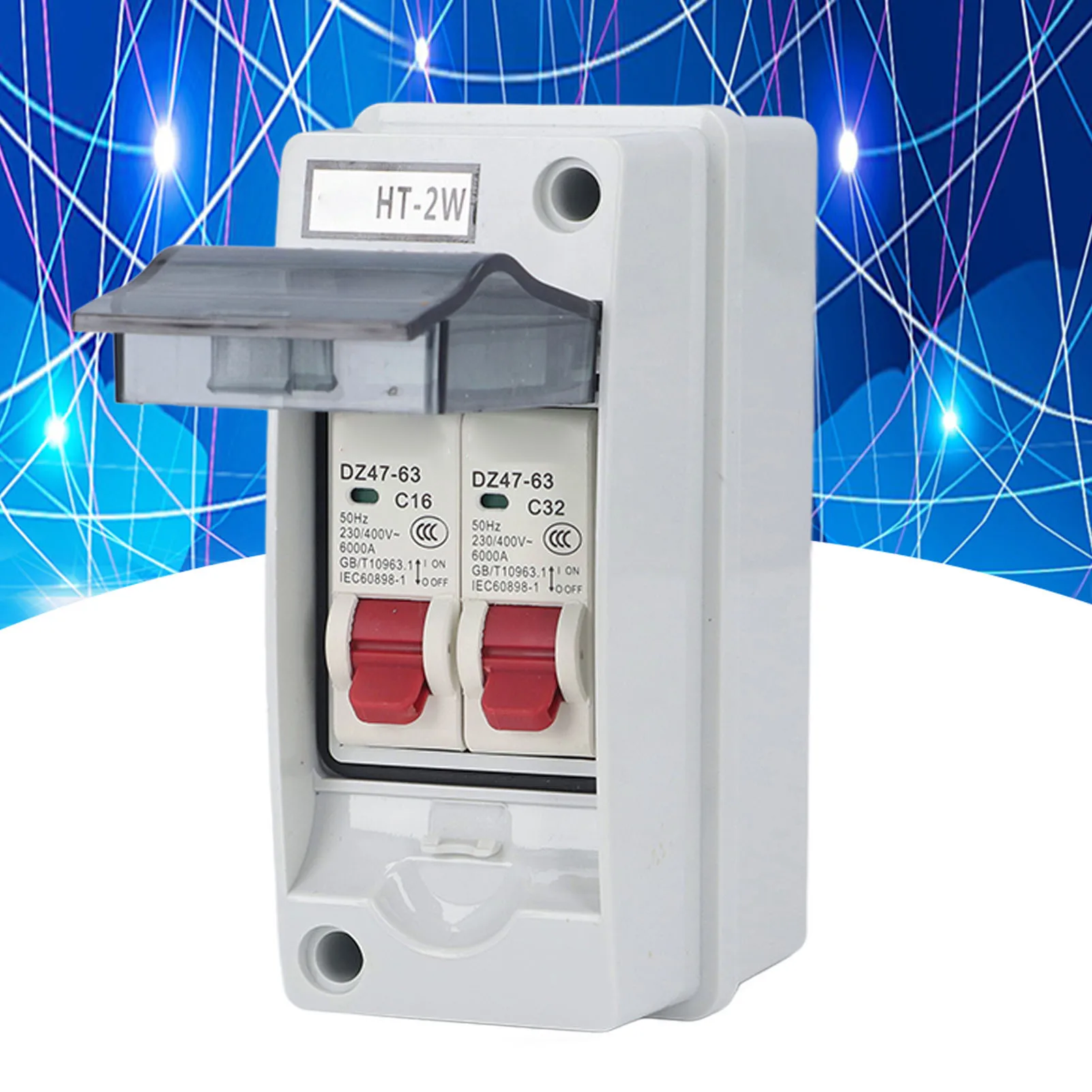 Distribution Box IP65 Waterproof 2 Way Flame Retardant MCB C Type Distribution Case for Outdoor Use Distribution  Case
