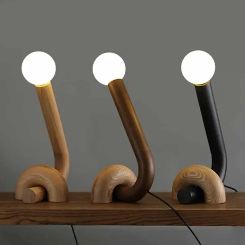 

European Vintage Wooden Table Lamps Frosted Glass Lampshade LED Lighting Bedroom Living Room Bedside Study 110/220V Desk Lights