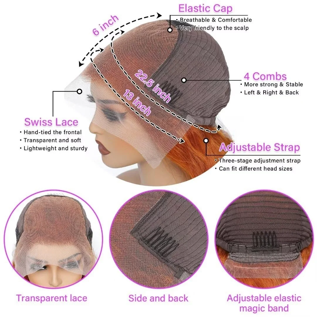 วิกผมเส้นผมมนุษย์13 × 4ลูกไม้ด้านหน้าใส13 × 6วิกผมลูกไม้ด้านหน้าความหนาแน่น200 350