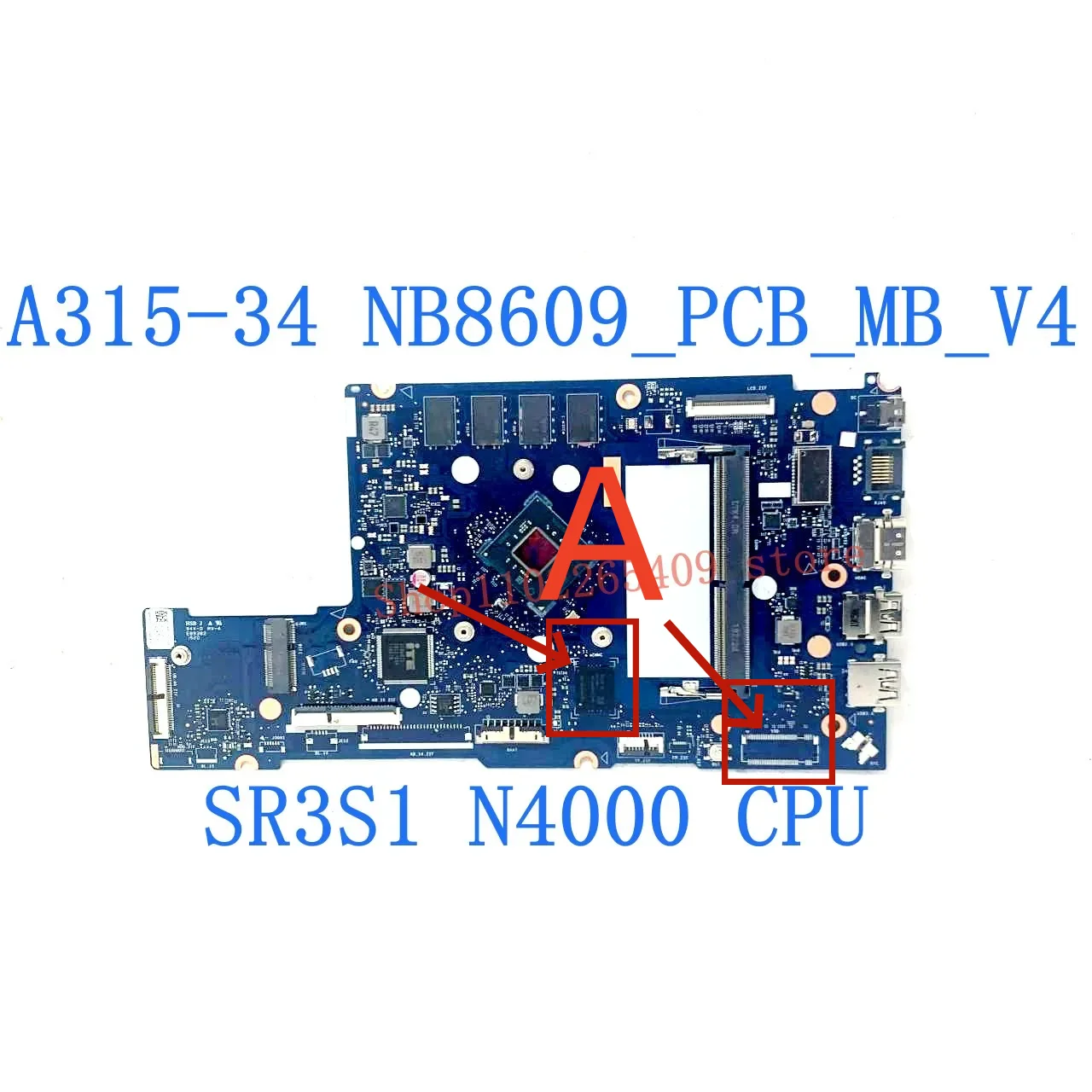 NB8609_PCB_MB_V4 Mainboard For ACER Aspire A315 A315-34 Laptop Motherboard With N4000 / N4100 / N412 N4000 CPU 100% Full Tested