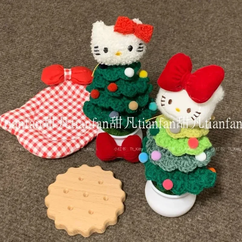 Dolce Hello Kitty Anime MINISO Kawaii Ins Fiore fatto a mano Simpatico cartone animato Albero di Natale Decorazione della tavola Regali per ragazze