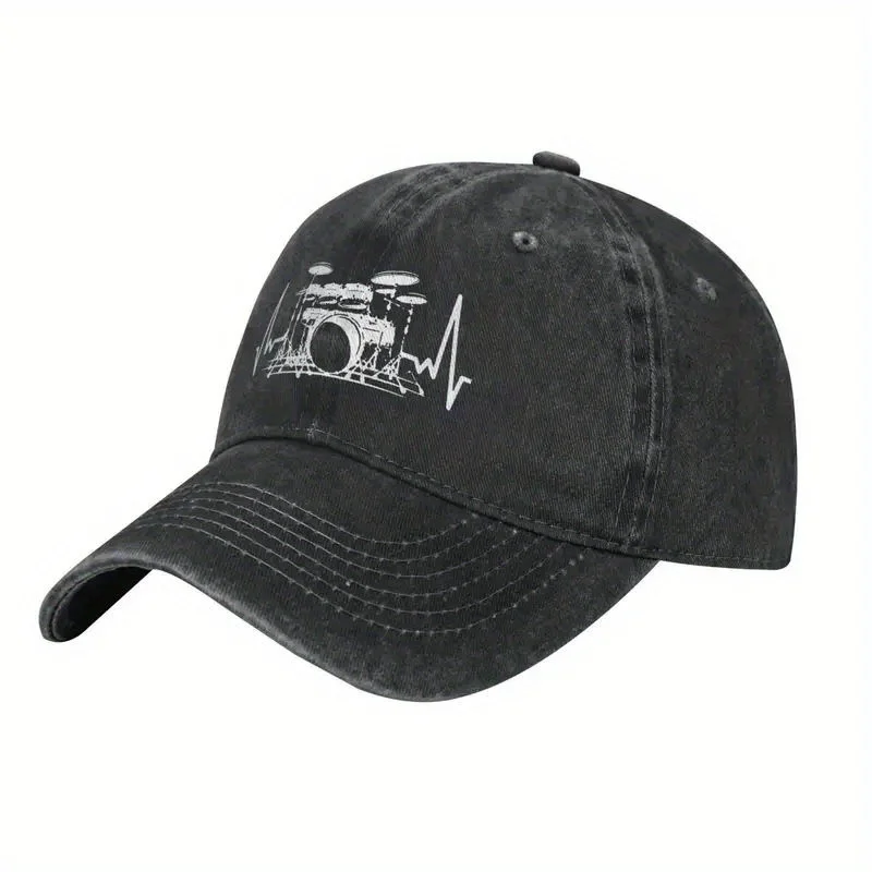 Drummer Heartbeat Rhythm Baseball Cap Polyester Adjustable Streetwear Dad Hat Casual Sport Cap