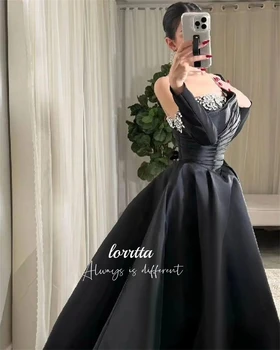 Lorrtta-Robe de Soirée Luxueuse en Satin, Tenue de Bal, Ligne A, Noire, pour Occasions Spéciales, Personnalisée