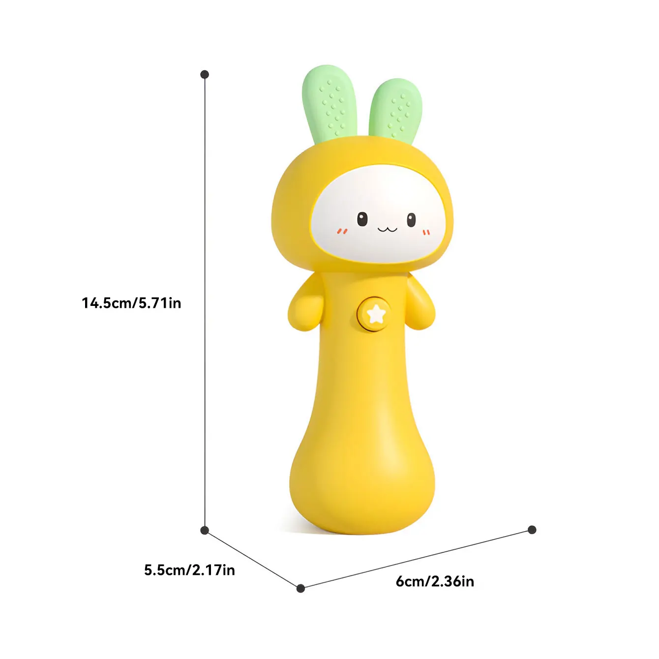 Cartoon music bell toy, rabbit sand hammer, multi-functional soothing sound and light toy