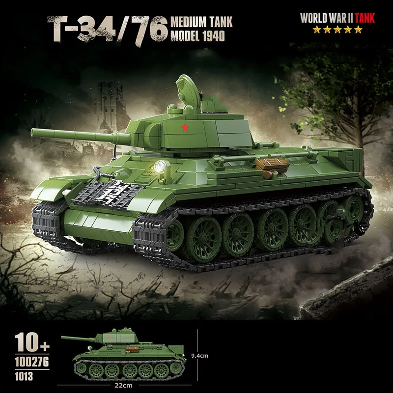 World War 1940 Soviet Union T34/76 Medium Tank Modern Military Model Building Block WW2 Army Figure Vehicle Brick Toy Collection