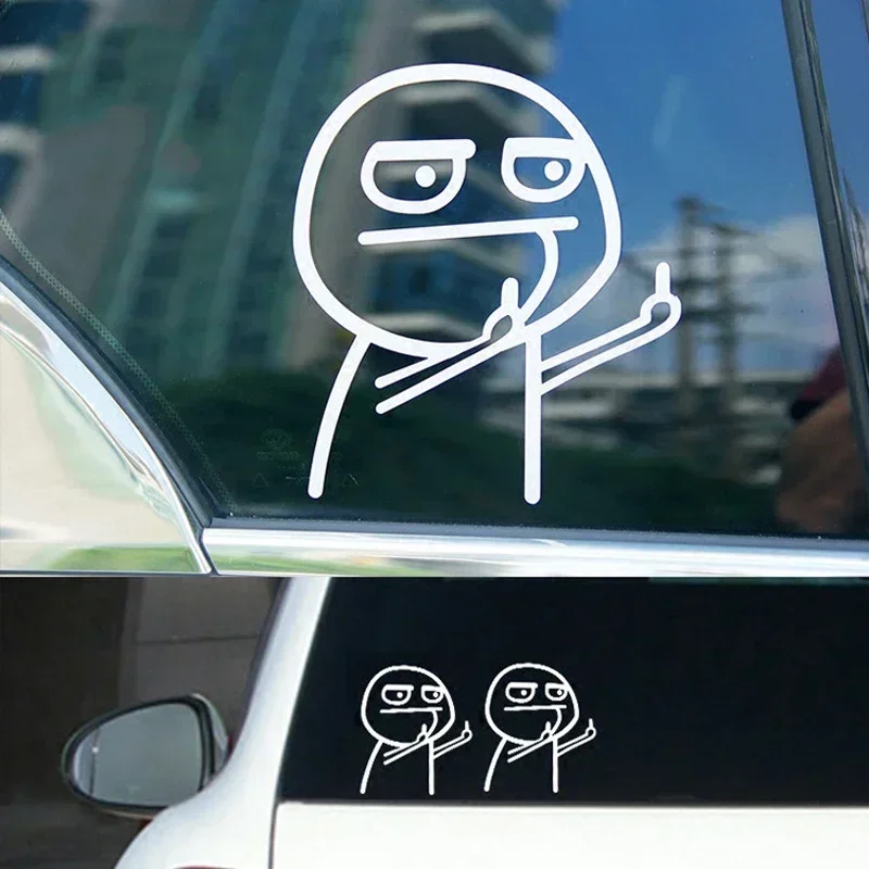 Funny Middle Finger Troll Face Meme Stickers for Bumper Art Decorations Cartoon Wall Anime Cute Car External Decoration Sticker