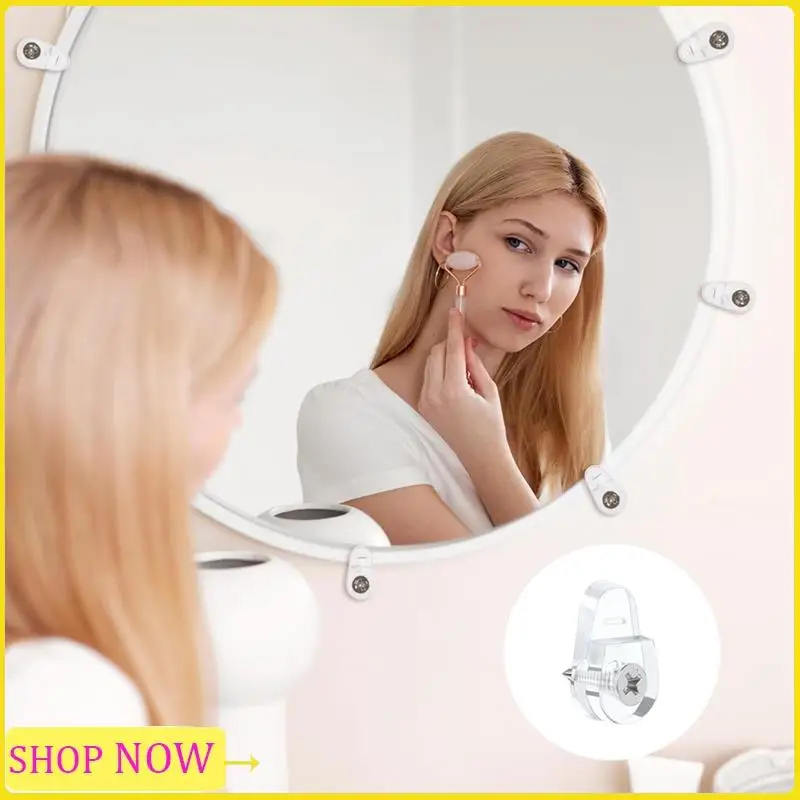 Especial 25 Pack Mirror Mounting Clips Kit, Round Mirror Hangers For Wall Glass Retainer Clips Kit Clear Mirror Mounting Clips