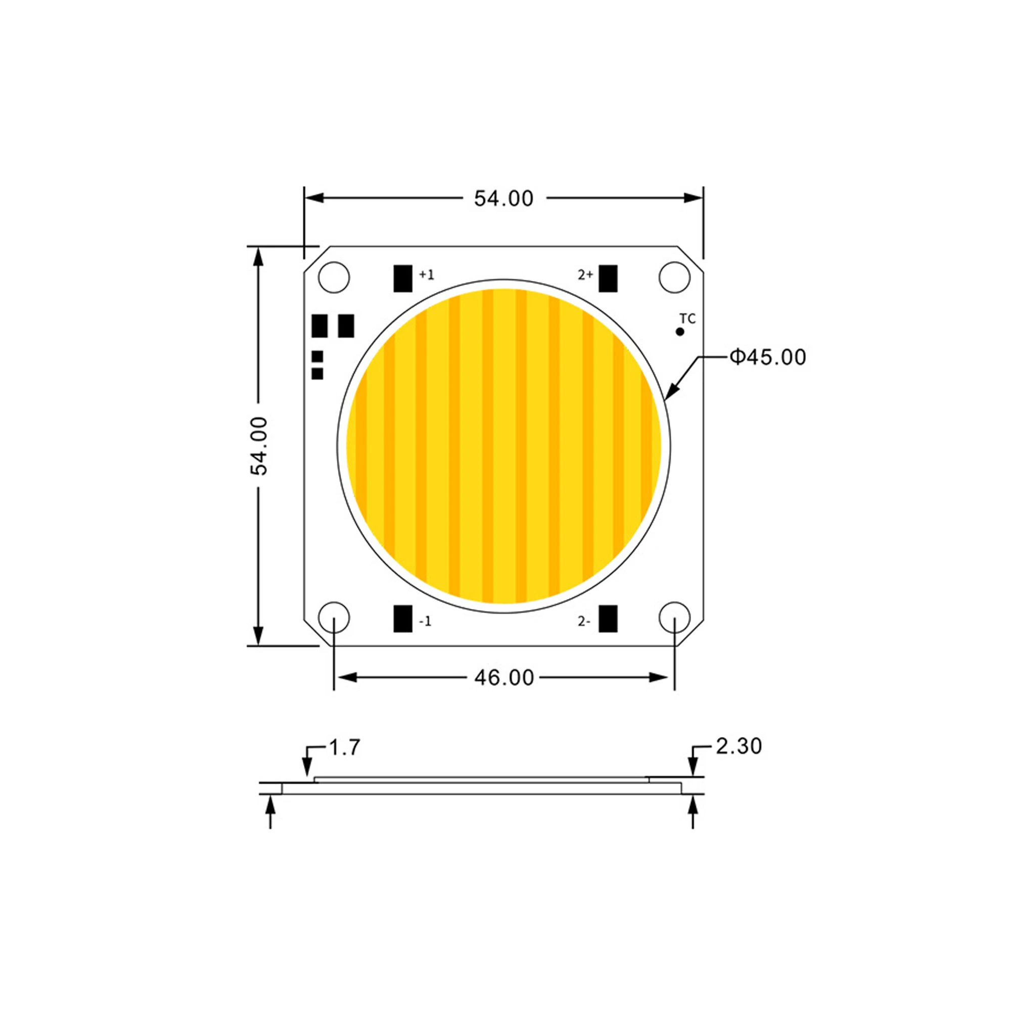 High CRI Ra 95+ 300W+300W/200W+200W 54*54mm DC72V-75V COB LED 2600K-6500K Warm White to Cool White  for Photography