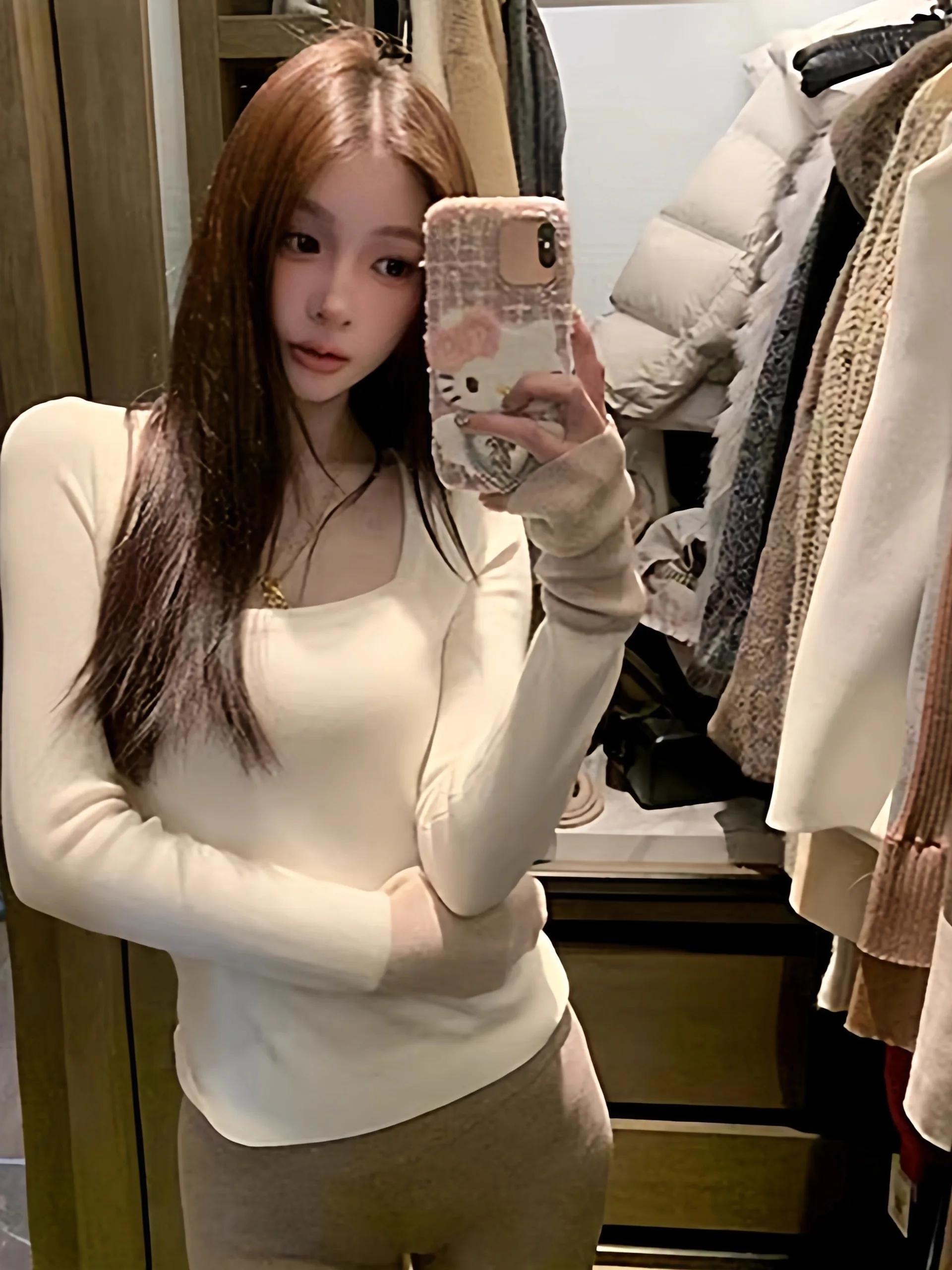 

Модный длинный вязаный свитер для женщин, базовый слой, квадратный вырез, облегающий, для ношения под одеждой, трендовая осенне-зимняя одежда