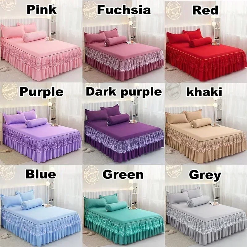 9pro barvivo prohrábnout krajka sukně bedspread domácí textil celistvý postel sukně ložnice coverlets přehozy povlečení na postel prach zakrýt ložní prádlo