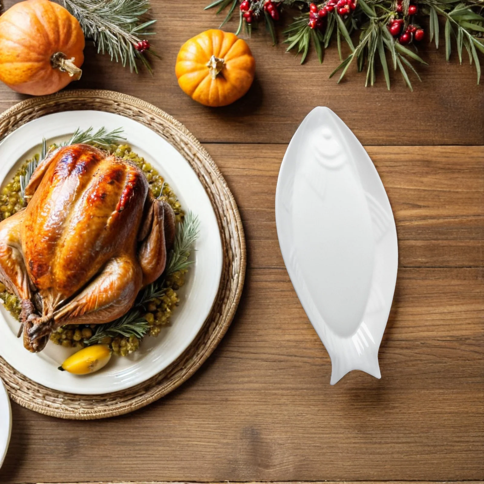 

Ceramic Fish Platter Serving Plate Premium Dinner Dish for Home Restaurant Hotel Food Server Dessert Snack Tray