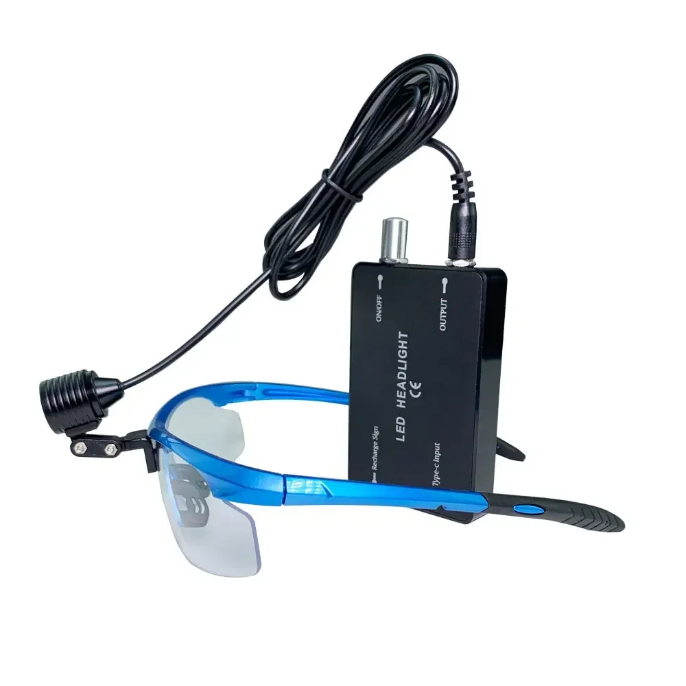 Dentist Surgical Operation Headlamp with Protection Glasses Rechargeable Lithium-ion Loupes Oral Dental Headlight 3W LED