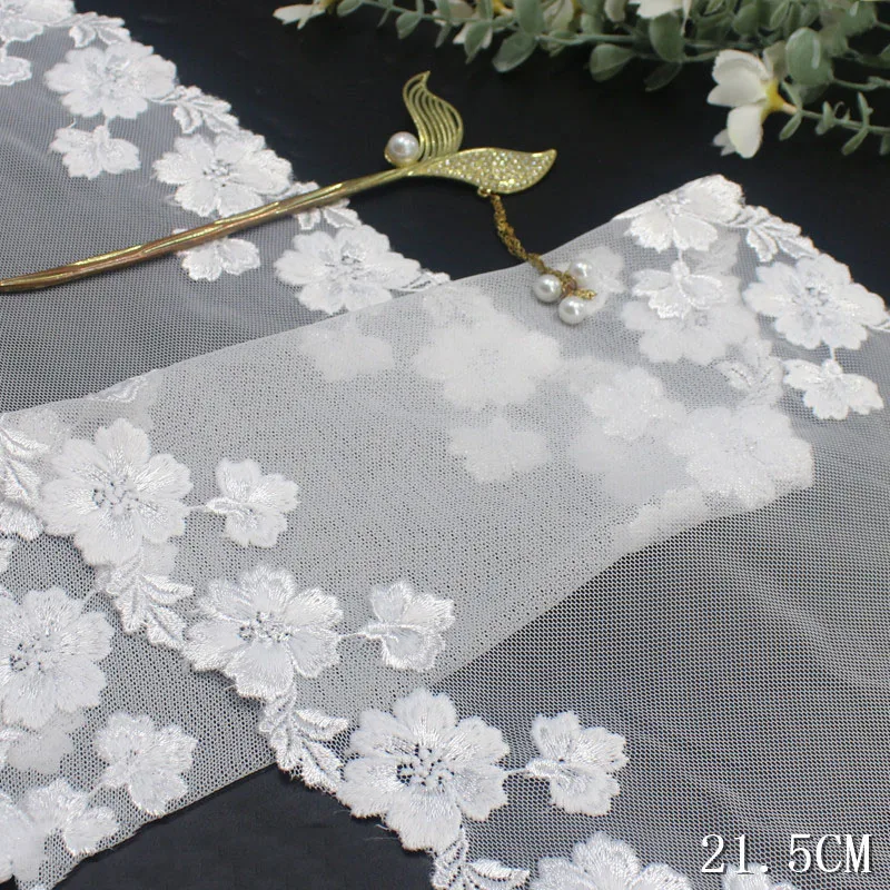 15Yards Flower Embroidered Lace Trim Mesh Costume Decorative Lace Appliques Trimming Lace Fabric DIY Crafts Sewing Accessories