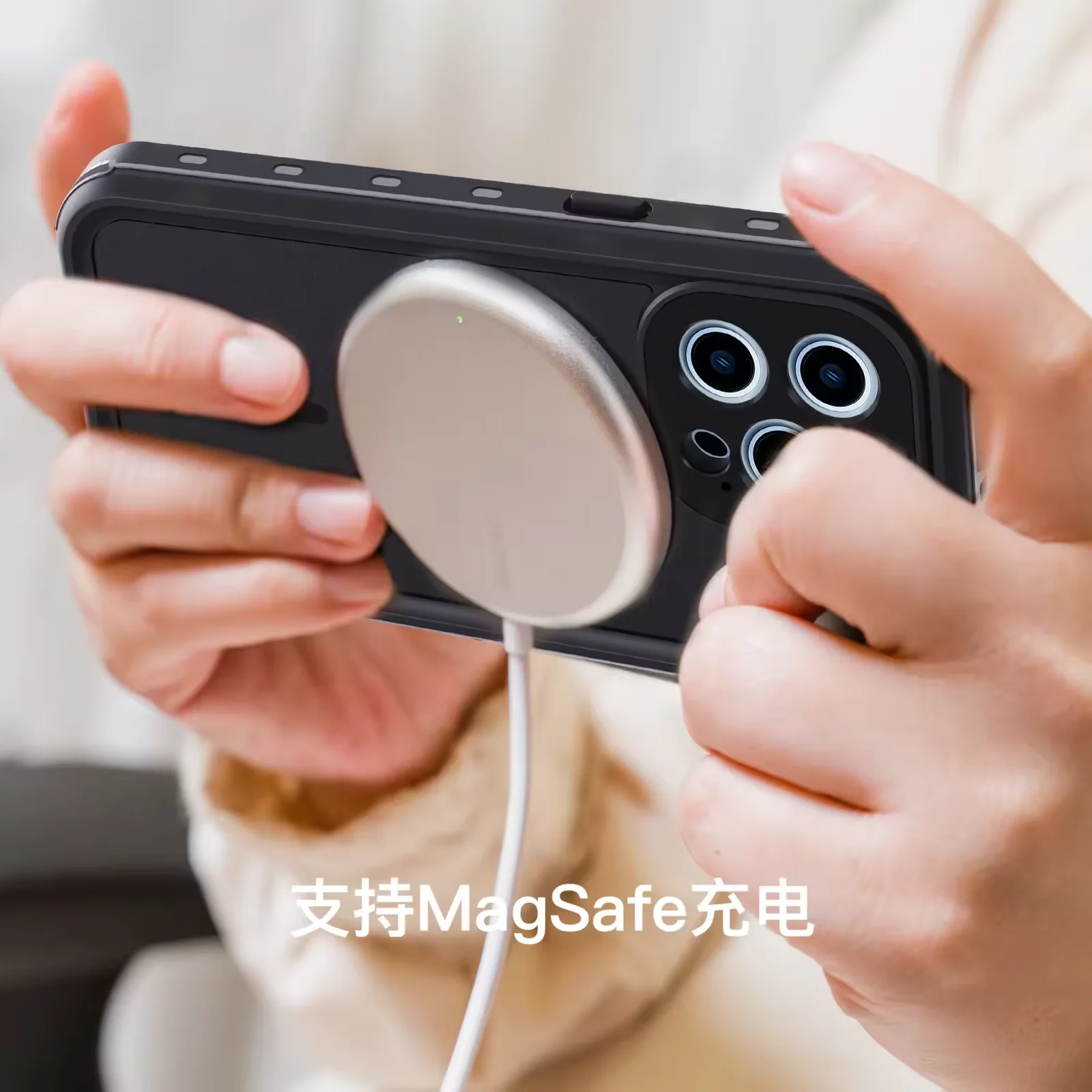 Capa msgsafe à prova d'água ip68 para iphone 13 pro max 13 pro, capa resistente à prova de choque com suporte