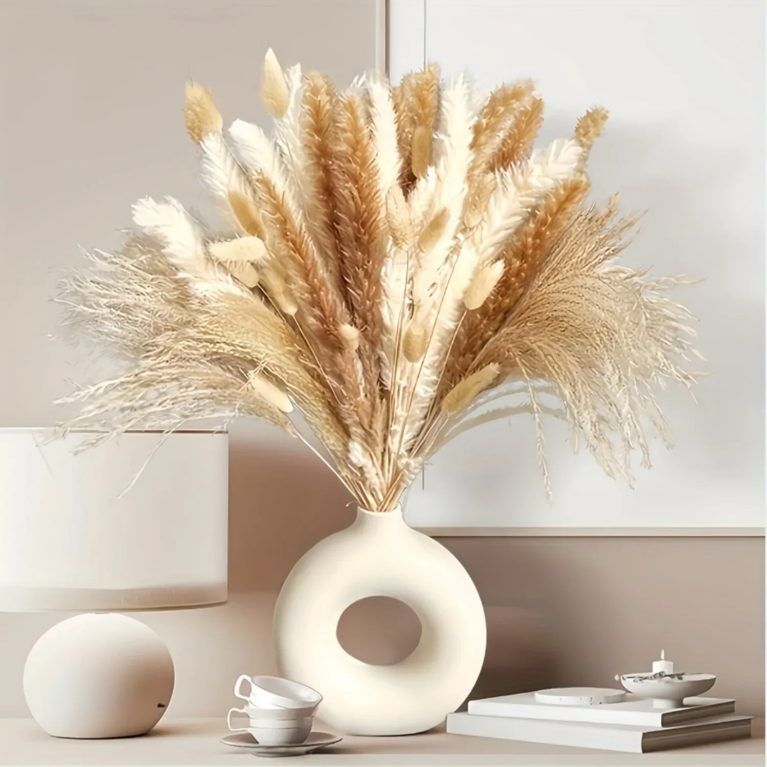 Pampa Phragmites fiori secchi naturali coda di coniglio Bouquet di erba disposizione di nozze decorazione natalizia Boho Home Table Decor