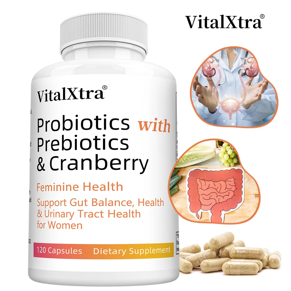 

Probiotics Capsules for Women with Prebiotics, Cranberry & Vitamin C - Support Gut Balance, Health & Urinary Tract Health