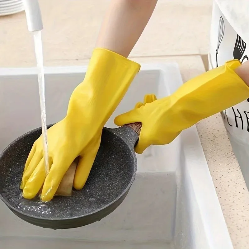 Latex Gloves, Rubber, Household Kitchen, Thickened Acid and Alkali Resistant Latex Gloves, Wholesale Dishwashing and Laundry