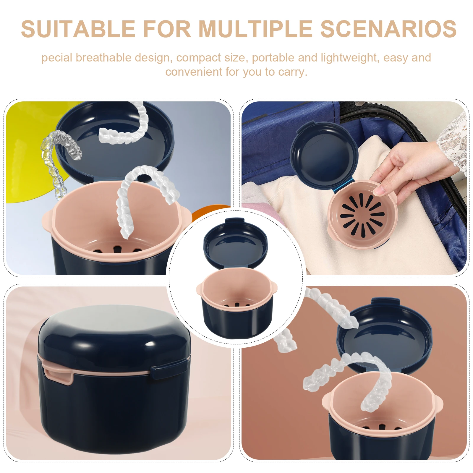 

Портативный чехол для зубных протезов, тематический фиксатор, контейнер, держатель для вставных зубов, для хранения, для путешествий, кемпинга, деловой поездки, рот