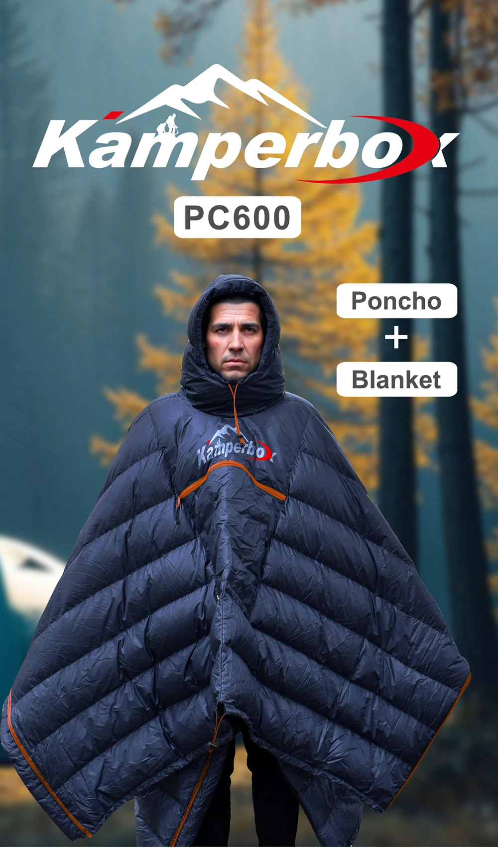 Kamperbox Winterschlafsack Poncho Winter Camping Poncho Winter Tragbarer Schlafsack Campingdecke PC600 – Detail 1