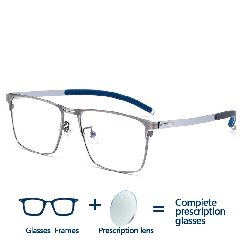 KJDCHD Square Prescription Glasses Men Anti Blue Light Optical Eyewear Photochromic Myopia Hyperopia Progressive Eyeglasse