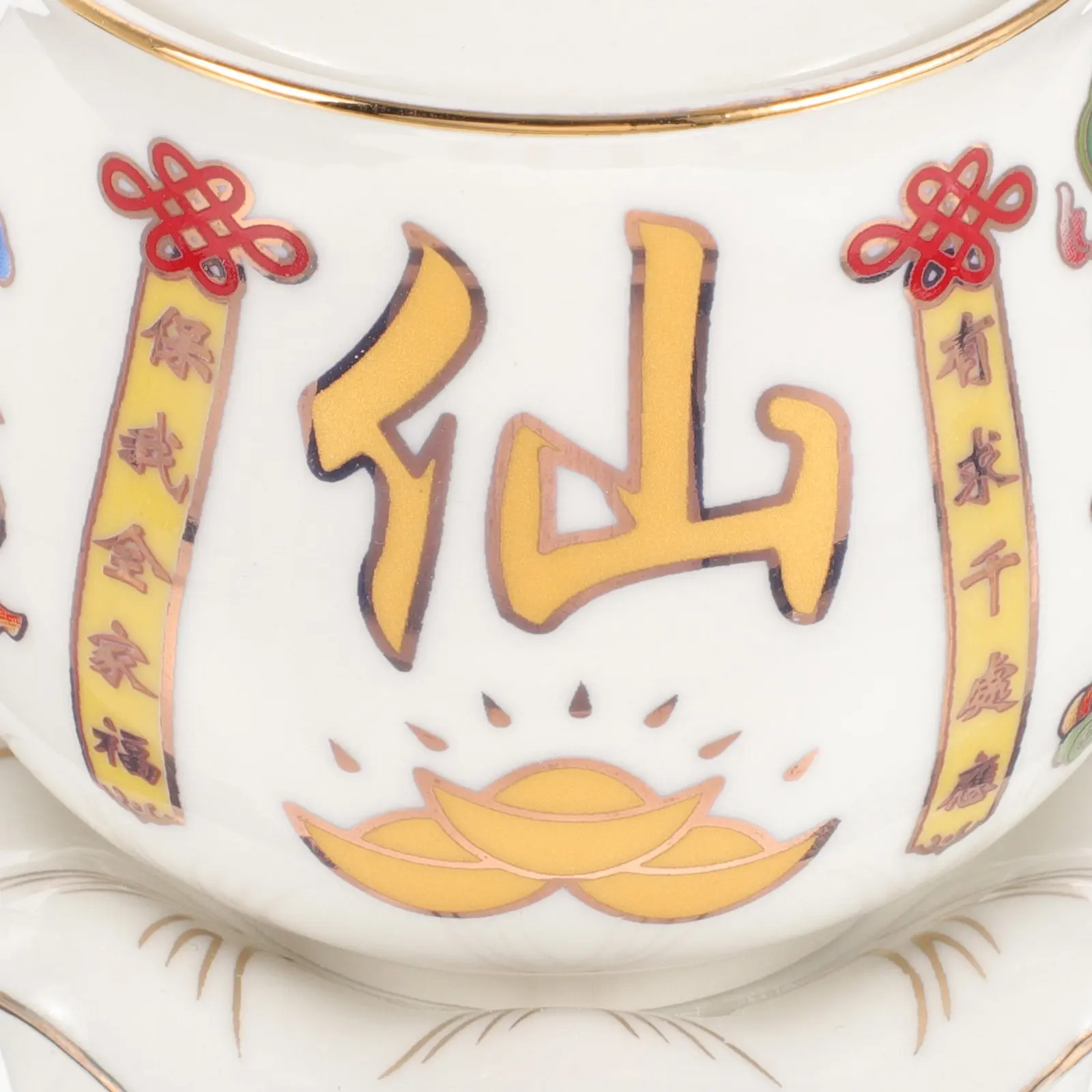 Buddhist Ceramic Offering Cup Elegant Tray Lid Design Thick Polished Bottom Ritual Bowl for Temple Church Decoration Water